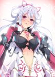  1girl ahoge blue_hair breasts cleavage long_hair looking_at_viewer matoi_(pso2) milkpanda navel phantasy_star phantasy_star_online_2 pink_eyes solo twintails 