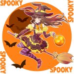  animal_ears bat broom broom_riding bunny_girl halloween halloween_costume hat iesupa pumpkin rabbit_ears rwby velvet_scarlatina witch witch_hat 