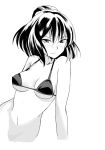  1girl blush breasts monochrome simple_background solo taishi_(moriverine) white_background 
