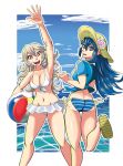  ball beachball bikini blue_eyes blue_hair female_my_unit_(fire_emblem_if) fire_emblem fire_emblem:_kakusei fire_emblem_if frilled_bikini frills hairband long_hair lucina multiple_girls my_unit_(fire_emblem_if) navel pointy_ears red_eyes samanator_club side-tie_bikini swimsuit waving white_bikini 