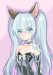  1girl animal_ears bare_shoulders blue_eyes blue_hair dog_ears elbow_gloves elin_(tera) emily_(pure_dream) gloves long_hair sketch solo tera_online twintails upper_body very_long_hair 