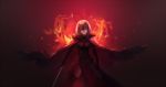  1girl armor blonde_hair breasts cape fate/grand_order fate_(series) fire headpiece jeanne_alter mao_mao_wansui ruler_(fate/apocrypha) smile solo sword weapon 