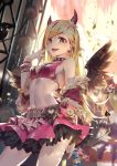  2016 2girls :d arm_at_side bangle bangs beads belt bikini_top black_wings blonde_hair blue_nails blurry bracelet breasts character_request collar confetti cowboy_shot cropped_jacket dated demon_horns demon_tail depth_of_field detached_sleeves dress dutch_angle earrings fake_horns feathered_wings fujimoto_rina fur-lined_jacket fur_trim grey_eyes hairband heart heart_earrings horns idolmaster idolmaster_cinderella_girls jewelry lace_trim lamier leopard_print light_particles long_hair looking_at_viewer midriff miniskirt multicolored_nail_polish multiple_girls nail_polish number off_shoulder open_mouth pink_bikini_top pink_jacket pink_lips pink_nails pink_skirt pinky_out signature skirt small_breasts smile solo_focus stage straight_hair stuffed_animal stuffed_toy swept_bangs tail teddy_bear wings 
