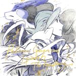  1boy cape copyright_name hair_slicked_back highres kaisen limited_palette looking_afar male_focus minaki_(pokemon) pokemon pokemon_(creature) pokemon_generations suicune 