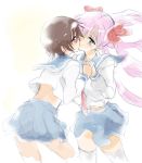  haramura_nodoka kiss miyanaga_saki multiple_girls mutual_yuri saki school_uniform seita serafuku thighhighs yuri 