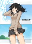  1girl amagami black_hair messy_hair open_collar school_uniform sinsan solo sweater tanamachi_kaoru 