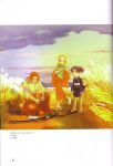  2boys absurdres barefoot dragonfly field geta hakama highres horizon japanese_clothes kaede_(last_blade) katana kimono last_blade minakata_moriya multiple_boys official_art senno_aki shawl siblings snk sword weapon young yuki_(last_blade) 