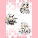  4girls android braid chibi code:_battle_seraph_(elsword) code:_empress_(elsword) code:_nemesis_(elsword) crossed_legs cup dress drone elsword eve_(elsword) expressionless french_braid long_hair maid multiple_girls multiple_persona ophelia_(elsword) saucer teacup thigh-highs tiara vilor white_hair yellow_eyes 