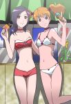  bandeau bikini food fresh_precure! fresh_pretty_cure! futari_wa_pretty_cure higashi_setsuna highres ice_cream kakkii momozono_love multiple_girls popsicle precure summer swimsuit twintails 