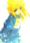  blonde_hair fate/stay_night fate_(series) green_eyes highres long_hair saber scan solo 