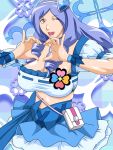  aono_remi blue_eyes blue_hair breasts cleavage cosplay cure_berry cure_berry_(cosplay) drill_hair fresh_precure! fresh_pretty_cure! heart heart_hands kamomes magical_girl midriff precure pretty_cure solo wink 
