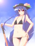  flat_chest hat hinanawi_tenshi swimsuit sword sword_of_hisou thigh_gap touhou tro weapon wide_hips 