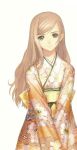  brown_eyes highres japanese_clothes kimono light_brown_hair long_hair shining_(series) shining_wind taka_tony touka_kureha 