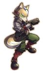  furry gloves green_eyes gun head_mounted_display homa_kura nintendo smile solo star_fox starfox tail weapon 