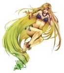  absurdly_long_hair anklet barbariccia bare_shoulders barefoot blonde_hair bracelet breasts cleavage feet final_fantasy final_fantasy_iv fingernails hair_ornament jewelry legs long_fingernails long_hair long_nails midriff nail_polish nails navel necklace pasties simple_background smirk solo toenail_polish very_long_hair 
