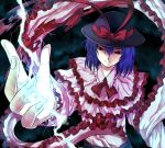  electricity halomiya hands hat nagae_iku red_eyes shawl short_hair touhou 