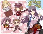  akiyama_mio alternate_costume angus_young bad_id bass_guitar black_hair cabbie_hat chibi drumsticks enmaided face_paint facepaint guitar hat hirasawa_yui horns instrument k-on! kotobuki_tsumugi long_hair maid multiple_girls mustang(guitar) nakano_azusa numako organ peter_criss polka_dot sg sunglasses tainaka_ritsu 