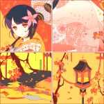  highres ideolo japanese_clothes kimono oriental_umbrella original red_eyes scenery smile umbrella 