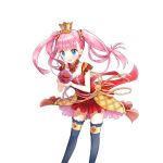  1girl blue_eyes character_request crown crystal_ball holding long_hair official_art open_mouth pink_hair salt_(salty) skirt solo transparent_background twintails uchi_no_hime-sama_ga_ichiban_kawaii wind wind_lift 