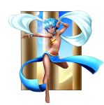  1girl blue_hair dancer dancing dark_skin flat_chest highres loincloth mitsukuni navel solo wixoss 