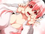  1girl blush breasts cleavage headphones isuna large_breasts long_hair looking_at_viewer nitroplus open_mouth pink_hair red_eyes smile solo super_sonico 