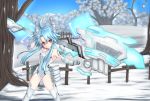  1girl ahoge axe battle_axe blanc blue_hair gloves long_hair looking_at_viewer neptune_(series) power_symbol red_eyes short_hair_with_long_locks solo symbol-shaped_pupils weapon white_heart 