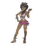  1girl commentary full_body jewelry looking_at_viewer lowres lychee_(pokemon) official_art pokemon pokemon_(game) pokemon_sm short_shorts shorts solo 