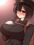  1girl akitsu_maru_(kantai_collection) black_hat breasts commentary_request gloves hat highres kantai_collection large_breasts translation_request ueda_katsuhito 