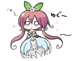  1girl angeltype blush_stickers chibi dress flower granblue_fantasy hair_flower hair_ornament long_hair low_twintails o_o open_mouth pink_hair solo twintails yggdrasill_(granblue_fantasy) 