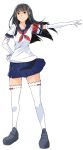  1girl black_eyes black_hair full_body gloves highres joakim_waller long_hair megami_saiko official_art school_uniform shaded_face solo yandere_simulator 