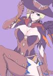  1girl absurdres alternate_costume blonde_hair breasts cleavage gggg hat highres looking_at_viewer mercy_(overwatch) overwatch smile solo thigh-highs witch_hat witch_mercy 