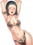  1girl armor bikini_armor black_hair blush breasts cleavage kurata_tome mob_psycho_100 navel open_mouth princess_leia_organa_solo_(cosplay) short_hair simple_background solo tenchisouha white_background 
