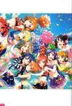  absurdres artist_request ayase_eli bare_shoulders black_hair blonde_hair blue_eyes blue_gloves blush boots breasts brown_eyes cheerleader cleavage elbow_gloves gloves green_eyes hair_bun hand_on_hip headset highres hoshizora_rin koizumi_hanayo kousaka_honoka long_hair looking_at_viewer love_live! love_live!_school_idol_festival love_live!_school_idol_project microphone midriff minami_kotori multiple_girls nishikino_maki one_eye_closed pom_poms ponytail purple_hair ribbon scan skirt sky sonoda_umi star strapless striped striped_legwear takaramonozu thigh-highs tubetop violet_eyes white_legwear yazawa_nico zettai_ryouiki 