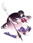  artist_name bishoujo_senshi_sailor_moon black_hair boots breasts choker circlet covered_navel covered_nipples elbow_gloves glaive gloves high_heel_boots high_heels highres impossible_clothes knee_boots kneeling medium_breasts miniskirt perupanda pleated_skirt purple_boots ribbon sailor_collar sailor_saturn saturn silence_glaive silhouette skirt sky star_(sky) starry_sky tomoe_hotaru violet_eyes white_gloves 