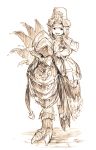  1girl :d armor capelet chocobo final_fantasy final_fantasy_xiv full_body gloves hat junwool lalafell looking_at_viewer monochrome open_mouth pointy_ears riding signature sketch smile 