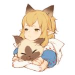  :/ :3 animal animal_ears animal_hug blonde_hair cat_ears closed_eyes closed_mouth felyne green_eyes junwool looking_away monster_hunter pointy_ears ribbon-trimmed_clothes ribbon-trimmed_sleeves ribbon_trim simple_background sketch white_background 