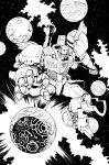  1boy autobot highres insignia lineart mecha megatron monochrome nick_roche no_humans robot science_fiction solo transformers 