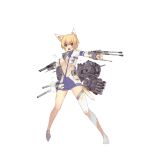  &gt;:o 1girl :o animal_ears blonde_hair blue_skirt blush breasts broken cannon covered_nipples damaged eyebrows eyebrows_visible_through_hair fang fletcher_(zhan_jian_shao_nyu) full_body holding holding_weapon hood hoodie looking_at_viewer machinery miniskirt no_bra official_art open_clothes open_hoodie open_mouth outstretched_arms paw_print pleated_skirt remodel_(zhan_jian_shao_nyu) rudder_shoes single_thighhigh skindentation skirt smoke smokestack solo standing stmaster tail thigh-highs torn_clothes torpedo transparent_background turret violet_eyes weapon white_legwear zhan_jian_shao_nyu 