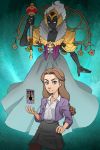  1girl blue_eyes brown_hair guilhermerm long_hair persona princess_zelda school_uniform sword the_legend_of_zelda the_legend_of_zelda:_twilight_princess weapon 