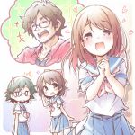  /\/\/\ 1boy 3girls :d ^_^ blush bow brown_hair closed_eyes commentary_request extra from_side glasses hair_bow half_updo hashimoto_masahiro heart hibike!_euphonium inoue_junna jitome jpeg_artifacts kamaya_tsubame kibushi looking_to_the_side multiple_girls neckerchief open_mouth own_hands_together pleated_skirt red_bow sakai_masako school_uniform serafuku short_hair skirt smile sparkle sweatdrop thought_bubble violet_eyes 