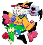  1girl crossover furukawa_(yomawari) highres komeiji_koishi love_ball luvdisc open_mouth poke_ball pokemon pokemon_(creature) roselia woobat 