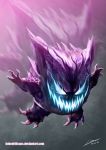  gengar ghost glowing glowing_eyes highres juan_arrabel_hernandez no_humans pokemon pokemon_(creature) realistic sharp_claws 