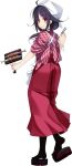  1girl apron fish kantai_collection official_art purple_hair red_eyes taigei_(kantai_collection) 