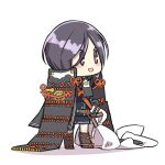  &gt;:) armor black_hair blush_stickers chibi full_body highres japanese_armor kiwame_(touken_ranbu) kote male_focus military military_uniform miniboy oversized_clothes purple_hair shorts touken_ranbu transparent_background uniform violet_eyes yagen_toushirou 