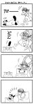  2girls 4koma bag blush cat child collar comic greyscale highres monochrome multiple_girls original overalls short_twintails siamese_cat translated twintails yamano_rinrin 