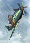  1girl aircraft airplane brown_eyes flying highres japan propeller solo tokihama_jirou world_war_ii 