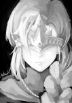  1girl arkish artist_name black_background dark_souls_iii dated fire_keeper greyscale monochrome sketch solo souls_(from_software) 