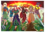  arabatos armour axe blonde_hair blue_eyes blue_hair boots brown_eyes brown_hair dress explosion flute_(weapon) green_eyes headband illusion_of_gaia monster nintendo pig poleaxe redhead sandals skull soulblazer sword terranigma tunic 