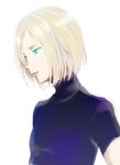  1boy artist_request blonde_hair green_eyes looking_away male_focus shirt solo t-shirt turtleneck yuri!!!_on_ice yuri_plisetsky 