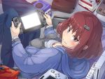  1girl boris_(noborhys) controller famicom game_console game_controller hair_ornament hairclip handheld_game_console highres hood hoodie looking_at_viewer nintendo nintendo_64 nintendo_switch original smile solo super_famicom wii wii_remote wii_u 